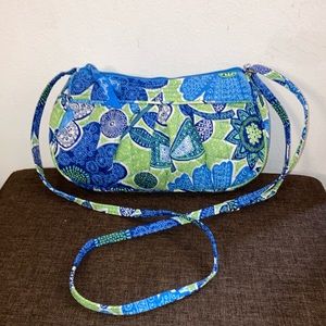 Vera Bradley Doodle Daisy Mini Quilted Crossbody Bag Purse Blue Green Floral